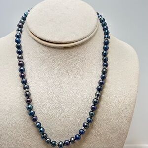 Elegant Vintage Oil Slick Multicolor Pearl Sterling Necklace